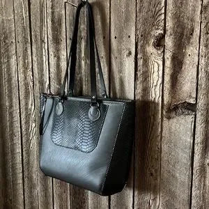 Handmade Gray and Black Leather Tote Bag - leatherbyanka