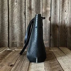 Handmade Gray and Black Leather Tote Bag - leatherbyanka