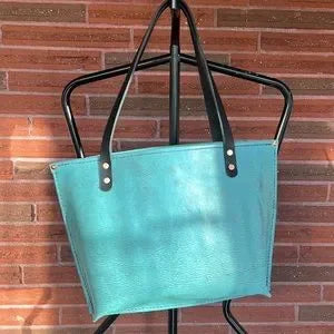 Handmade Turquoise Lether Tote Bag - leatherbyanka