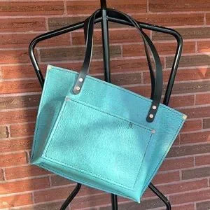 Handmade Turquoise Lether Tote Bag - leatherbyanka