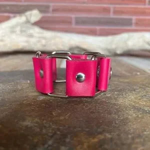 Handmade Fuchsia Leather Bracelet - leatherbyanka