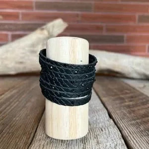 Handmade Leather Bracelet Black - leatherbyanka