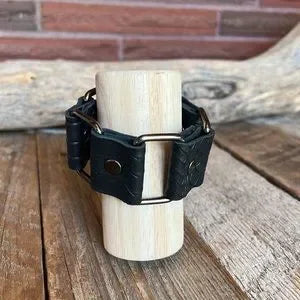 Handmade Black Leather Bracelet - leatherbyanka