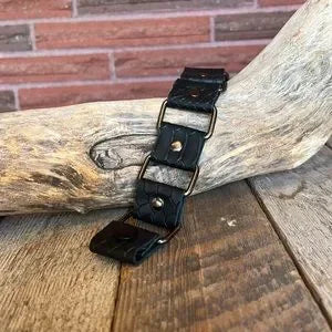 Handmade Black Leather Bracelet - leatherbyanka