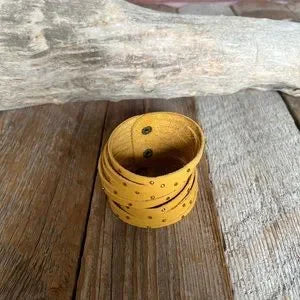 Handmade Leather Bracelet with Yellow Rhinestones - leatherbyanka