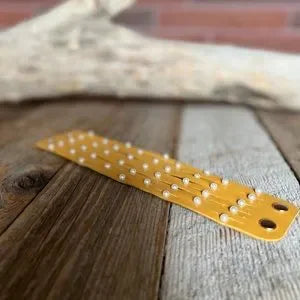 Handmade Yellow Leather Bracelet with White Pearls - leatherbyanka